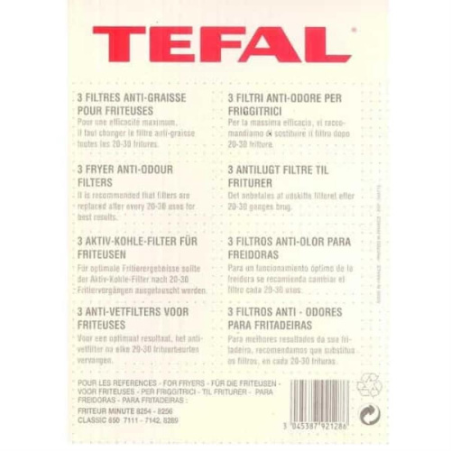 изображение Tefal 792128 Набор фильтров для фритюрницы Tefal Classic 7111-7142, 8289, 8254-8256 магазин Компании Интерком-НН фото 3 картинка Tefal 792128 Набор фильтров для фритюрницы Tefal Classic 7111-7142, 8289, 8254-8256 от магазина Интерком-НН фото 3