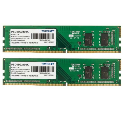 изображение Модуль памяти PATRIOT PSD48G2400K DDR4 - 2x 4ГБ 2400, DIMM, Ret магазин Компании Интерком-НН картинка Модуль памяти PATRIOT PSD48G2400K DDR4 - 2x 4ГБ 2400, DIMM, Ret от магазина Интерком-НН