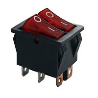 картинка Переключатель двухклавишный KCD3 с подсветкой 15A 250VAC, красный от магазина Интерком-НН