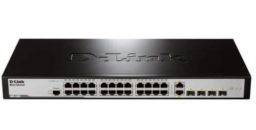 изображение Коммутатор D-Link DES-1228/ME/B1A с 24 портами 10/100Base-TX, 2 портами SPF, 2 комбо-портами магазин Компании Интерком-НН картинка D-Link DES-1228/ME/B1A Коммутатор с 24 портами 10/100Base-TX, 2 портами SPF, 2 комбо-портами от магазина Интерком-НН