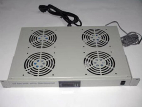 картинка Полка вентиляторная 19",1U/4 вентилятора c термостатом серая от магазина Интерком-НН