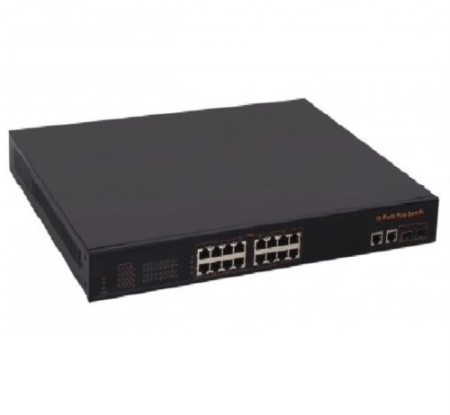 изображение PoE-коммутатор 18 портовый Tantos TSn-16P18E Passive с 16 (10/100Мб) и 2 гигабитными портами магазин Компании Интерком-НН картинка Tantos TSn-16P18E 18 портовый Passive PoE-коммутатор с 16 (10/100Мб) и 2 гигабитными портами от магазина Интерком-НН