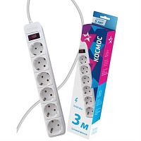 картинка Сетевой фильтр Космос 6 розеток, 3 м, пвс 3х0,75мм2, белый  от магазина Интерком-НН