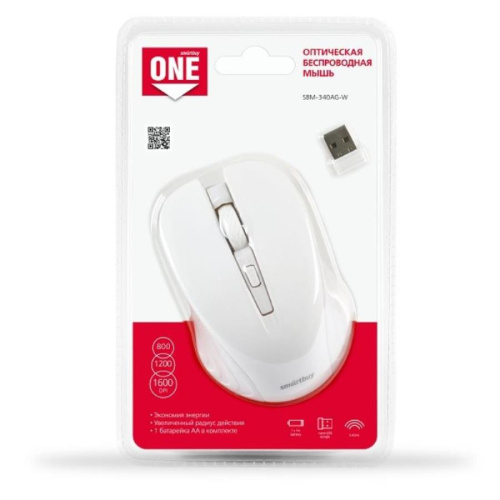 картинка SmartBuy Мышь беспроводная оптическая Smartbuy ONE SBM-340AG-W (белая) от магазина Интерком-НН