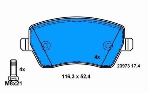 картинка ATE 13046058012 Передние тормозные колодки для NISSAN TIIDA, MICRA, RENAULT CLIO 05, LADA LARGUS от магазина Интерком-НН фото 2