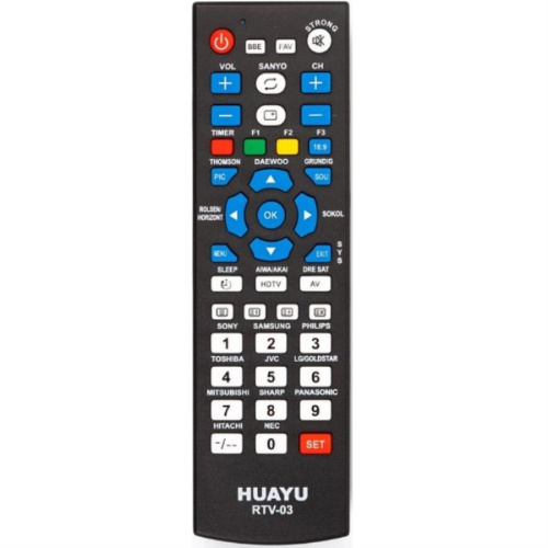 изображение Huayu RTV-03 (19244) пульт дистанционного управления универсальный (ПДУ) для телевизоров магазин Компании Интерком-НН картинка Huayu RTV-03 (19244) пульт дистанционного управления универсальный (ПДУ) для телевизоров от магазина Интерком-НН