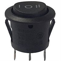 картинка Переключатель клавишный QY602-101 (223(9)) черный без подсветки ON-OFF-ON 6A 250VAC от магазина Интерком-НН