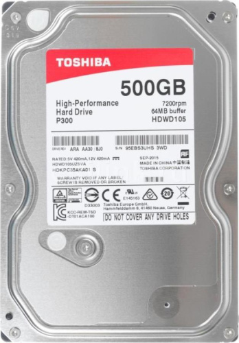 изображение Жесткий диск Toshiba P300 HDWD105UZSVA, 500Гб, HDD, SATA III, 3.5" магазин Компании Интерком-НН картинка Жесткий диск Toshiba P300 HDWD105UZSVA, 500Гб, HDD, SATA III, 3.5" от магазина Интерком-НН