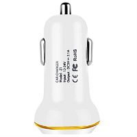 картинка Hoco Z1 автомобильное зарядное устройство с 2 USB выходами (2100mAh), белый для iPhone 5/6/6Plus/7 магазин Интерком-НН являющийся официальным представителем в России картинка Hoco Z1 автомобильное зарядное устройство с 2 USB выходами (2100mAh), белый для iPhone 5/6/6Plus/7 от магазина Интерком-НН
