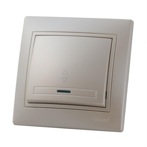 картинка Выключатель 1-клавишный прох. с подс. LEZARD MIRA жемчужно-белый перламутр 701-3030-114 от магазина Интерком-НН