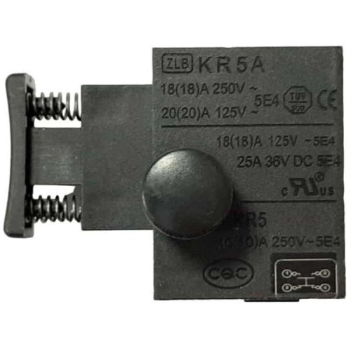 изображение Выключатель KR5A (214) с фиксатором 18A, 250V для электроинструмента магазин Компании Интерком-НН картинка Выключатель KR5A (214) с фиксатором 18A, 250V для электроинструмента от магазина Интерком-НН