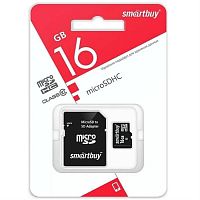 картинка Память microSDHC 16Gb SmartBuy class10 с адаптером (SB16GBSDCL10-01LE) от магазина Интерком-НН