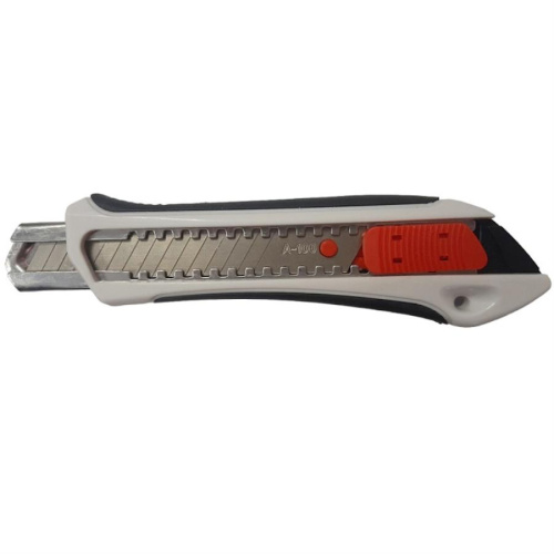изображение Монтажник 600504 нож с выдвижным лезвием 18мм и кнопкой Easy Slider, обрезиненный корпус магазин Компании Интерком-НН картинка Монтажник 600504 нож с выдвижным лезвием 18мм и кнопкой Easy Slider, обрезиненный корпус от магазина Интерком-НН