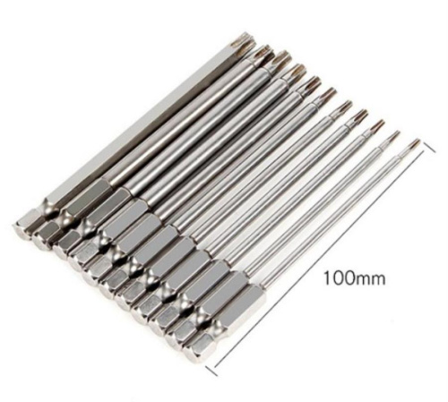 картинка Набор магнитных бит Torx 100мм, 1/4" 11шт T6, T7, T8, T9, T10, T15, T20, T25, T27, T30, T40 от магазина Интерком-НН фото 3