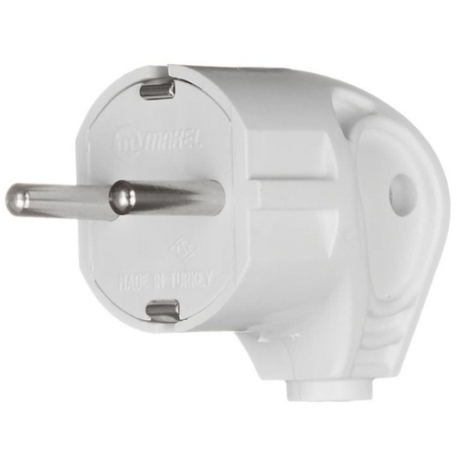 картинка Makel 10027 вилка сетевая угловая 16А 250В с заземляющими контактами (белая)  от магазина Интерком-НН