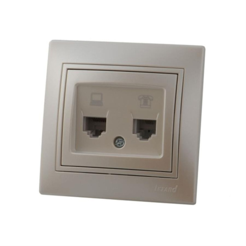картинка Розетка компьютер+телефон LEZARD MIRA жемчужно-белый перламутр 701-3030-143 от магазина Интерком-НН