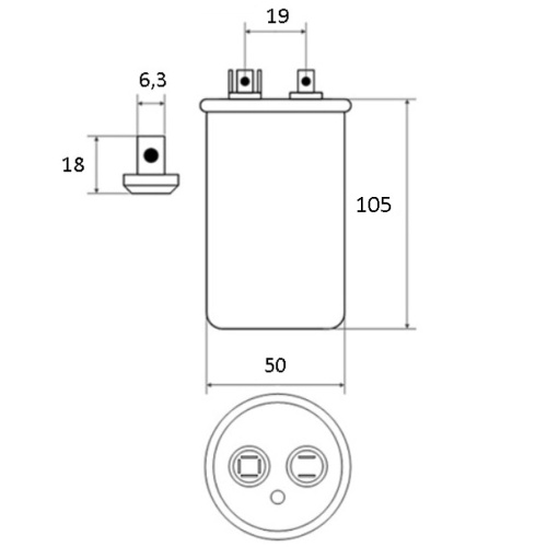 изображение Пусковой конденсатор CBB65A 40мкф, 450В для кондиционера в металлическом корпусе магазин Компании Интерком-НН фото 2 картинка Пусковой конденсатор CBB65A 40мкф, 450В для кондиционера в металлическом корпусе от магазина Интерком-НН фото 2
