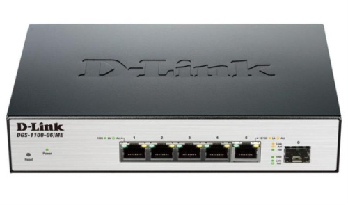 изображение DGS-1100-06 Настраиваемый коммутатор с 5 портами 10/100/1000Base-T и 1 портом SFP магазин Компании Интерком-НН картинка D-Link DGS-1100-06 Настраиваемый коммутатор с 5 портами 10/100/1000Base-T и 1 портом SFP от магазина Интерком-НН