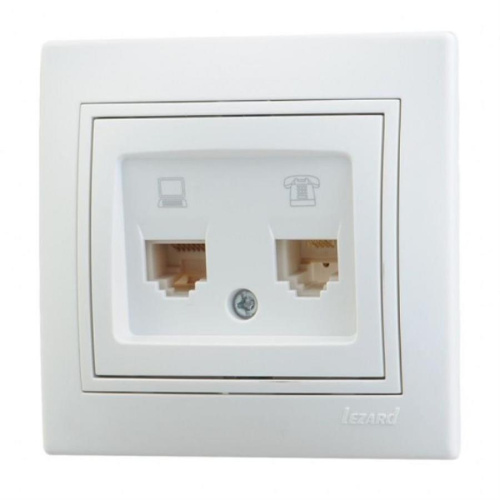 картинка LEZARD MIRA 701-0202-143 Розетка компьютер+телефон для скрытого монтажа, белая от магазина Интерком-НН