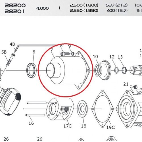 картинка Корпус привода  (7 Hammer case) для гайковерта Pneutrend PTI-28200, 28301 от магазина Интерком-НН фото 2