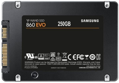 изображение SSD накопитель SAMSUNG 860 EVO MZ-76E250BW 250Гб, 2.5", SATA III магазин Компании Интерком-НН картинка SAMSUNG 860 EVO MZ-76E250BW SSD накопитель 250Гб, 2.5", SATA III от магазина Интерком-НН