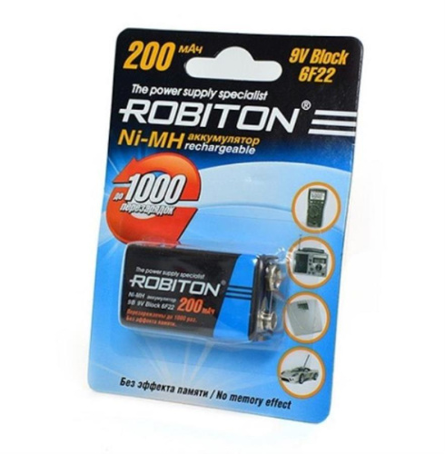 изображение Аккумулятор Robiton 200MH9 6F22 9V 200 mAh тип крона магазин Компании Интерком-НН картинка Аккумулятор Robiton 200MH9 6F22 9V 200 mAh тип крона от магазина Интерком-НН
