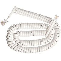 картинка Шнур витой телефонный аппарат-трубка 4,5 м, цвет белый от магазина Интерком-НН