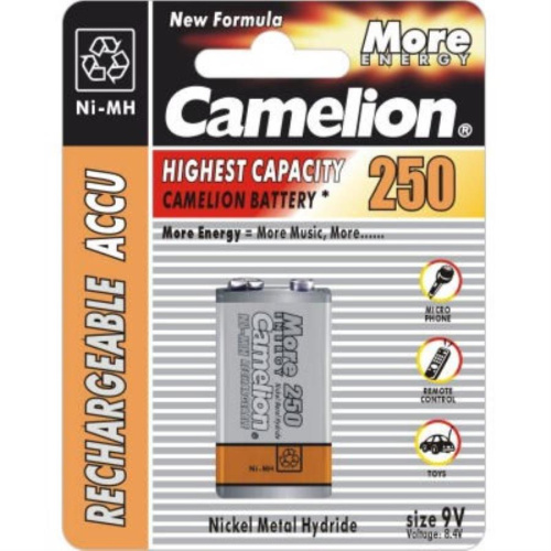 изображение Аккумулятор Camelion 6F22 250 mAh тип Krone Ni-Mh магазин Компании Интерком-НН картинка Аккумулятор Camelion 6F22 250 mAh тип Krone Ni-Mh от магазина Интерком-НН