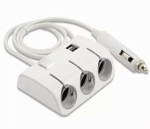 картинка Разветвитель в авто на 3 устройства с 2xUSB со шнуром, белый 1506A магазин Интерком-НН являющийся официальным представителем в России картинка Разветвитель в авто на 3 устройства с 2xUSB со шнуром, белый 1506A от магазина Интерком-НН