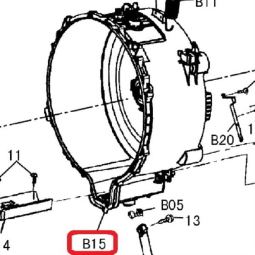 картинка Panasonic AXW12A-7SS0 Задняя часть бака (полубак) стиральной машины NA-140VG3, NA-148VG3, NA-168VG3 от магазина Интерком-НН фото 2