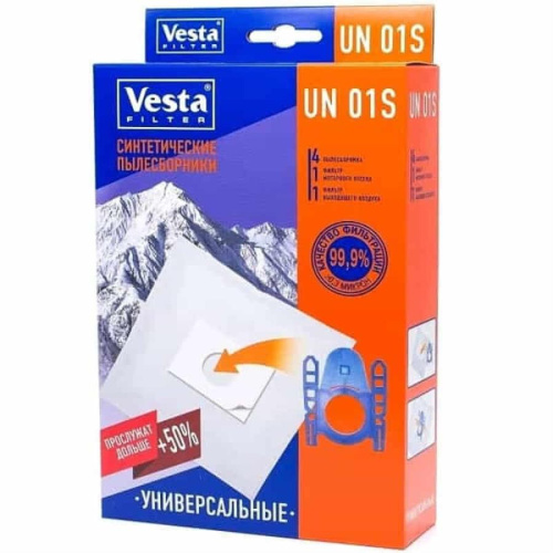 изображение Vesta filter UN01S комплект мешков-пылесборников синтетических универсальных (4шт+ 2 фильтра) для пылесоса магазин Компании Интерком-НН картинка Vesta filter UN01S комплект мешков-пылесборников синтетических универсальных для пылесоса от магазина Интерком-НН