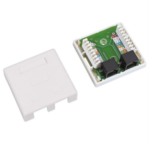 изображение Розетка компьютерная 2 порта RJ-45 cat.5e белая накладная WT-2015 магазин Компании Интерком-НН фото 2 картинка WT-2015 Розетка компьютерная 2 порта RJ-45 cat.5e белая накладная от магазина Интерком-НН фото 2