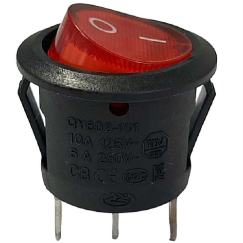 картинка Переключатель клавишный QY602-101 KCD1 (223(5)) красный с подсветкой ON-OFF 6A 250VAC от магазина Интерком-НН фото 2