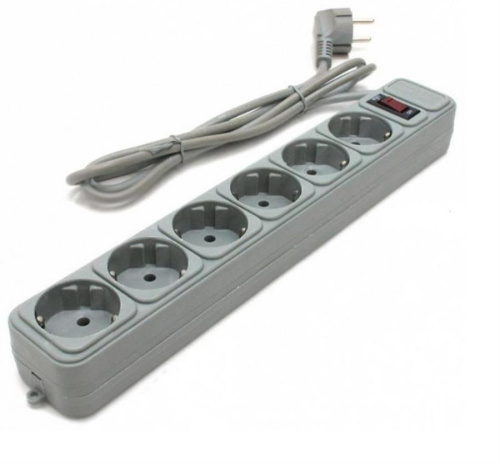 картинка Сетевой фильтр Gembird 6 розеток 5,0 м, серый (SPG6-B-15PP) от магазина Интерком-НН