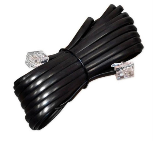 картинка Удлинитель телефонный (6р4с) 5 метра, черный, блистер Netko от магазина Интерком-НН