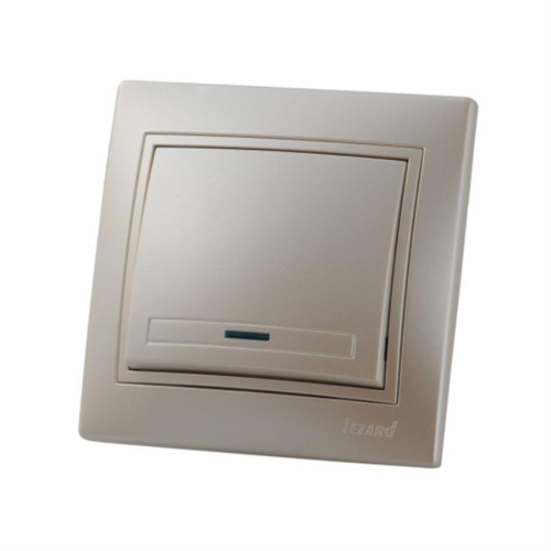 картинка Выключатель 1-клавишный с подсв. LEZARD MIRA жемчужно-белый перламутр 701-3030-111 от магазина Интерком-НН