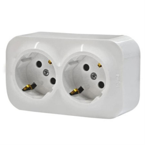 картинка 782213 Розетка-Quteo 2-ая с заземлением, 16А, белый, Legrand от магазина Интерком-НН